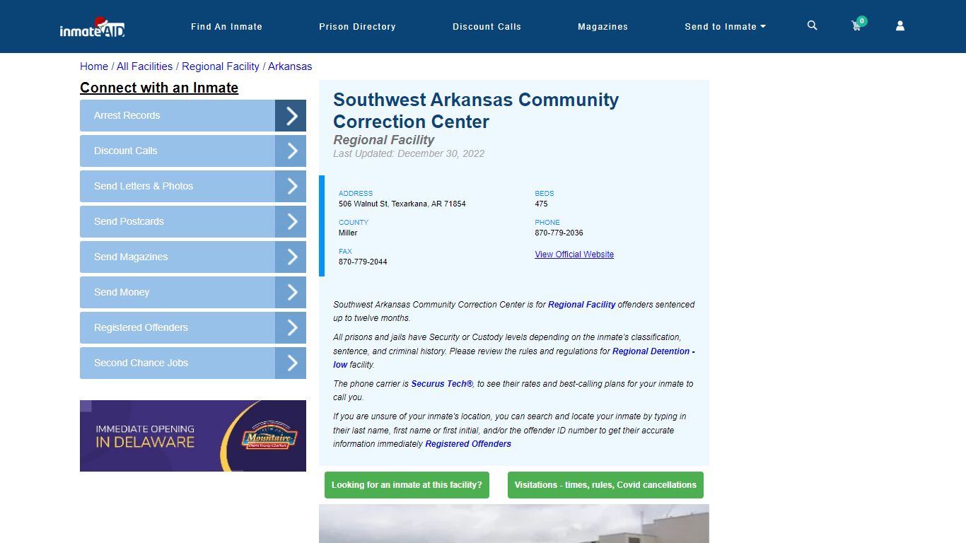 Southwest Arkansas Community Correction Center - Inmate Search ...