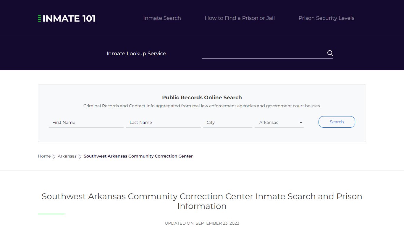 Southwest Arkansas Community Correction Center Inmate Search ...