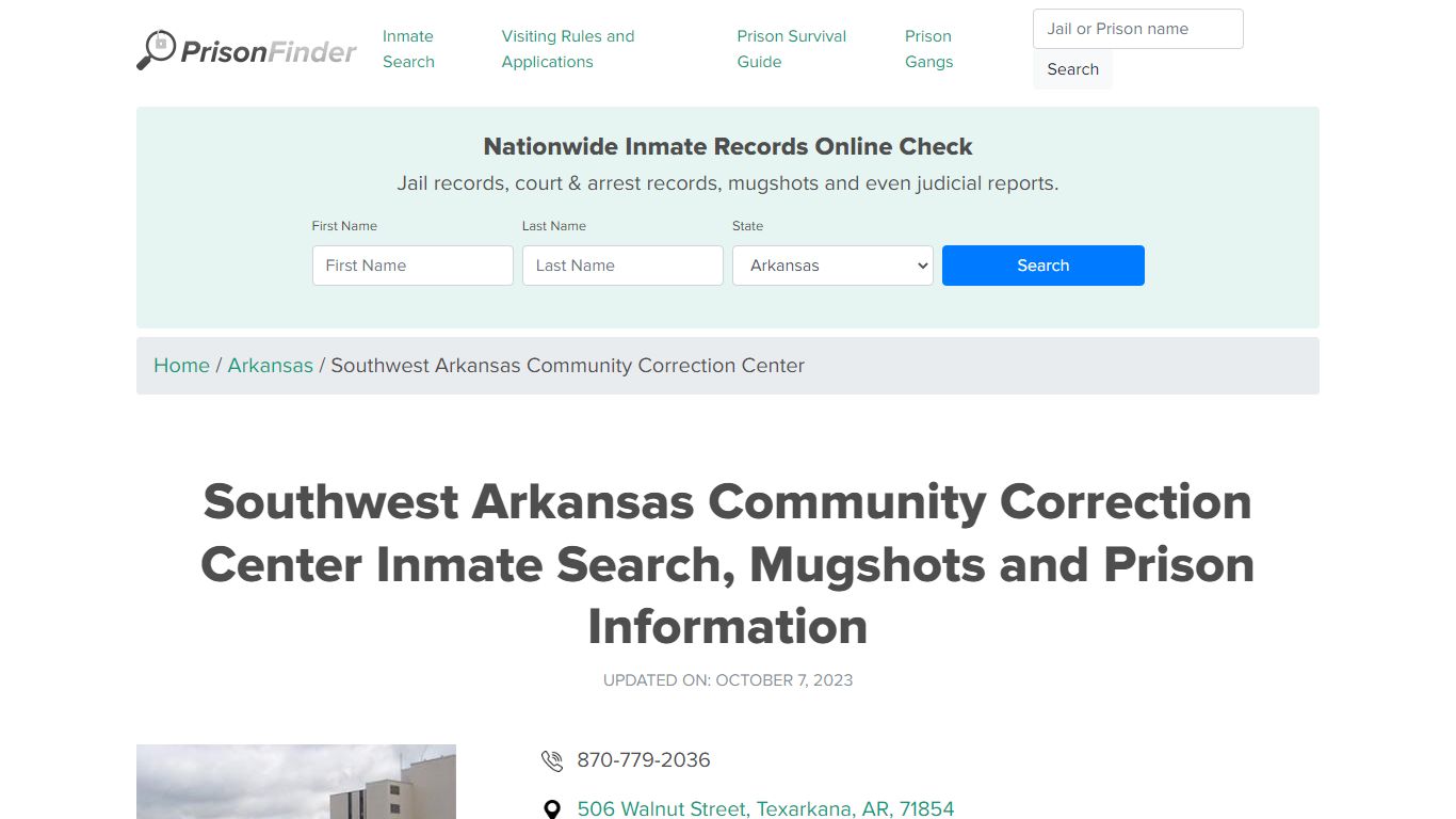Southwest Arkansas Community Correction Center Inmate Search ...
